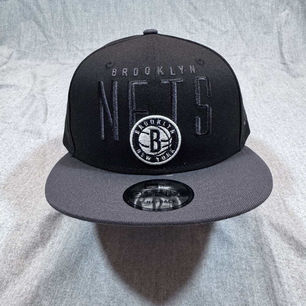 Brooklyn Nets Hat Cap Snap‎ Back Black Gray NBA Basketball New Era 9Fifty Mens
